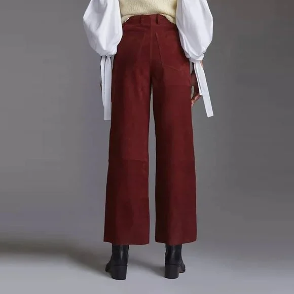 AnthropologieDeadwood Straight Suede Pants in Red